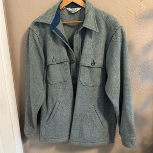 Woolrich Men’s Herringbone Field Jacket – Gray with Blue Trim